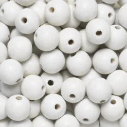 Runda träpärlor Ø10 mm, cirka 100 st. vit