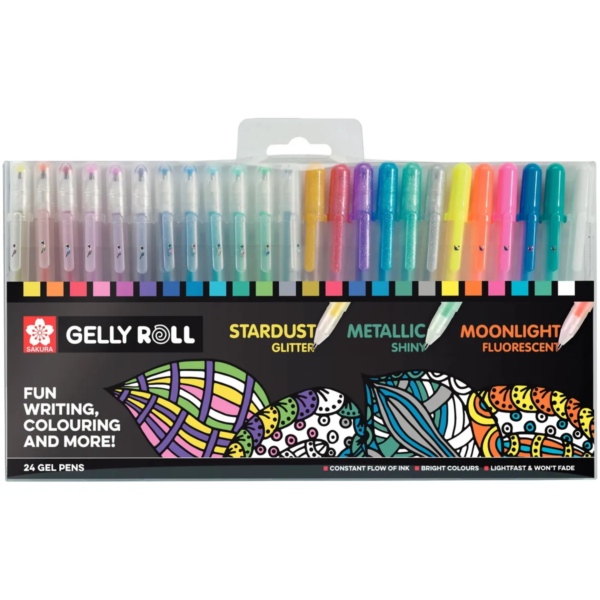 Sakura Mixed Gelly Roll gelpennor 24-pack – Stardust, metallic, moonlight edition