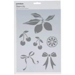 Schablon A4, stencil med frukter & rosetter