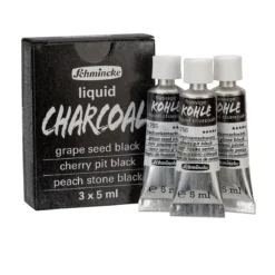 Schmincke Liquid Charcoal, ritkol på tub, 3×5 ml – perfekt för att testa!