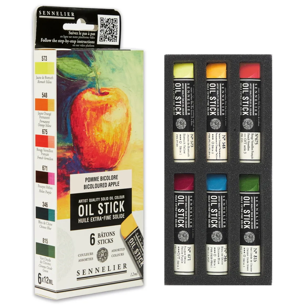 Sennelier Oil Stick Mini Bicoloured Apple, 6-pack oljefärgskritor à 12 ml