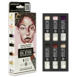 Sennelier Oil Stick Mini Dark Tones Portrait, 6-pack oljefärgskritor à 12 ml