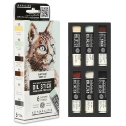 Sennelier Oil Stick Mini Tabby Cat, 6-pack oljefärgskritor à 12 ml