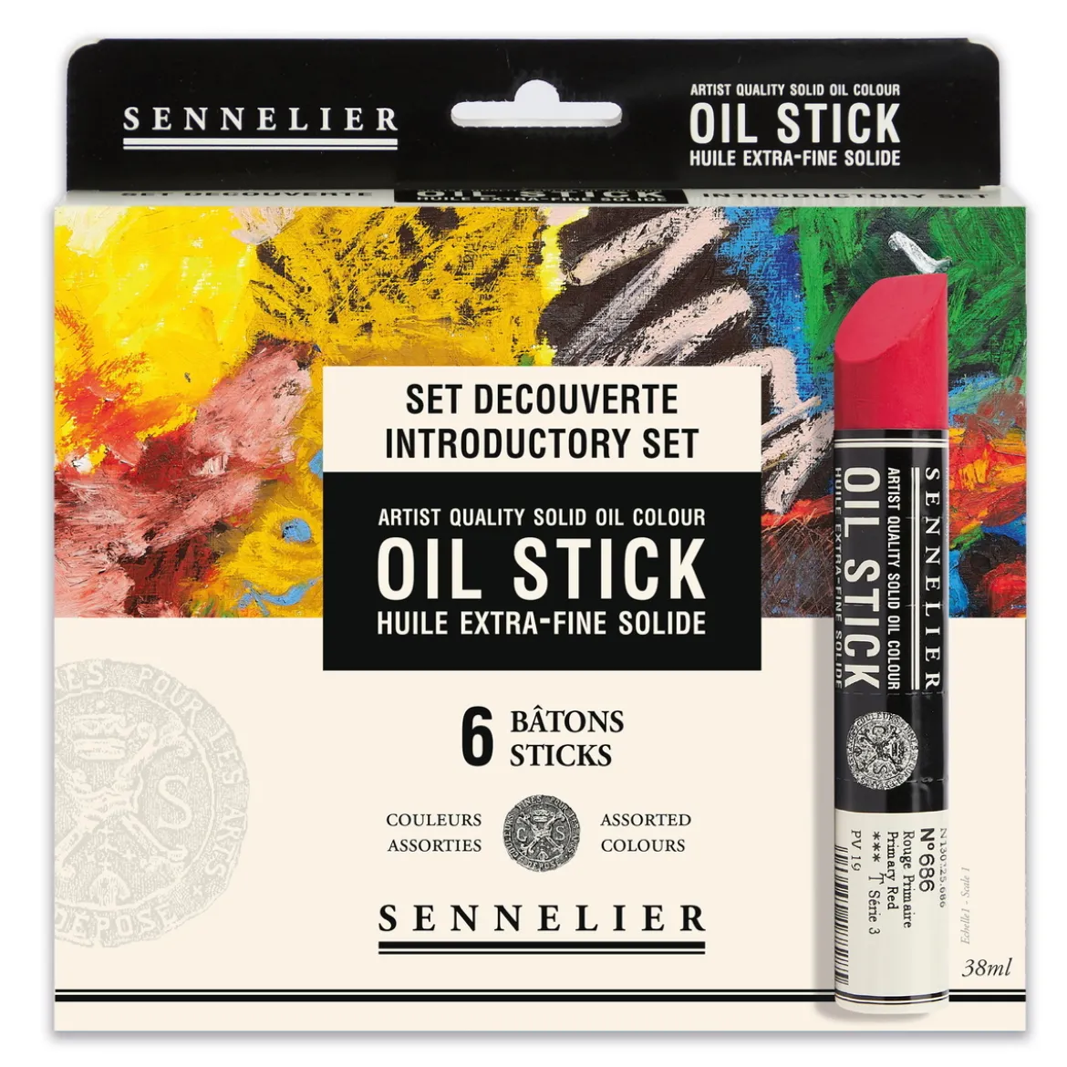 Sennelier Startset Oil Sticks – 6 gedigna kritor av oljefärg á 13 cm, Ø20 mm