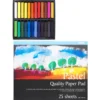 Set med 24 torrpastellkritor & pastellblock 30×24 cm med 25 ark