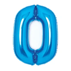 Sifferballong 66 cm hög, blå metallic siffran 0 – pynta födelsedagskalaset!