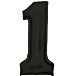 Sifferballong 86 cm hög, mattsvart siffran 1 – pynta födelsedagskalaset!