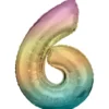 Sifferballong 86 cm hög rainbow, siffran 6 – pynta födelsedagskalaset!