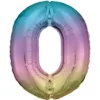 Sifferballong 86 cm hög rainbow, siffran 0 – pynta födelsedagskalaset!