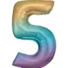 Sifferballong 86 cm hög rainbow, siffran 5 – pynta födelsedagskalaset!