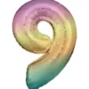 Sifferballong 86 cm hög rainbow, siffran 9 – pynta födelsedagskalaset!