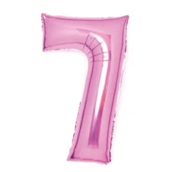 Sifferballong 66 cm hög, rosa metallic siffran 7– pynta födelsedagskalaset!