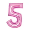 Sifferballong 66 cm hög, rosa metallic siffran 5 – pynta födelsedagskalaset!
