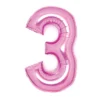 Sifferballong 66 cm hög, rosa metallic siffran 3 – pynta födelsedagskalaset!