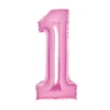 Sifferballong 66 cm hög, rosa metallic siffran 1 – pynta födelsedagskalaset!
