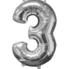 Sifferballong 3 Silver 66 cm