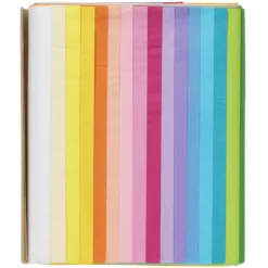 Silkespapper 68 ark à 70×50 cm, pastellfärger. 17 färger, 4 av var. 14 g/m²