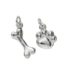 2 silverfärgade hängen charms djurtass 10×12 mm, ben 8×17,7 mm