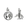 2 silverfärgade hängen charms jordglob Ø12 mm, flygplan 13×15 mm