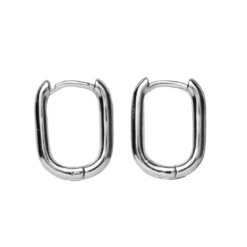 Silverfärgade örhängen oval, 11×15 mm, 1 par