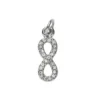 Silverfärgat hänge charm evighetstecken / infinity strass 6×17 mm