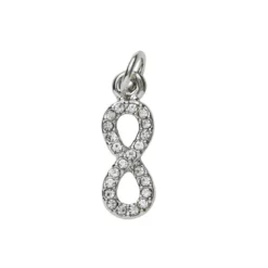 Silverfärgat hänge charm evighetstecken / infinity strass 6×17 mm