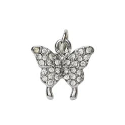 Silverfärgat hänge charm fjäril med strass 14×14 mm