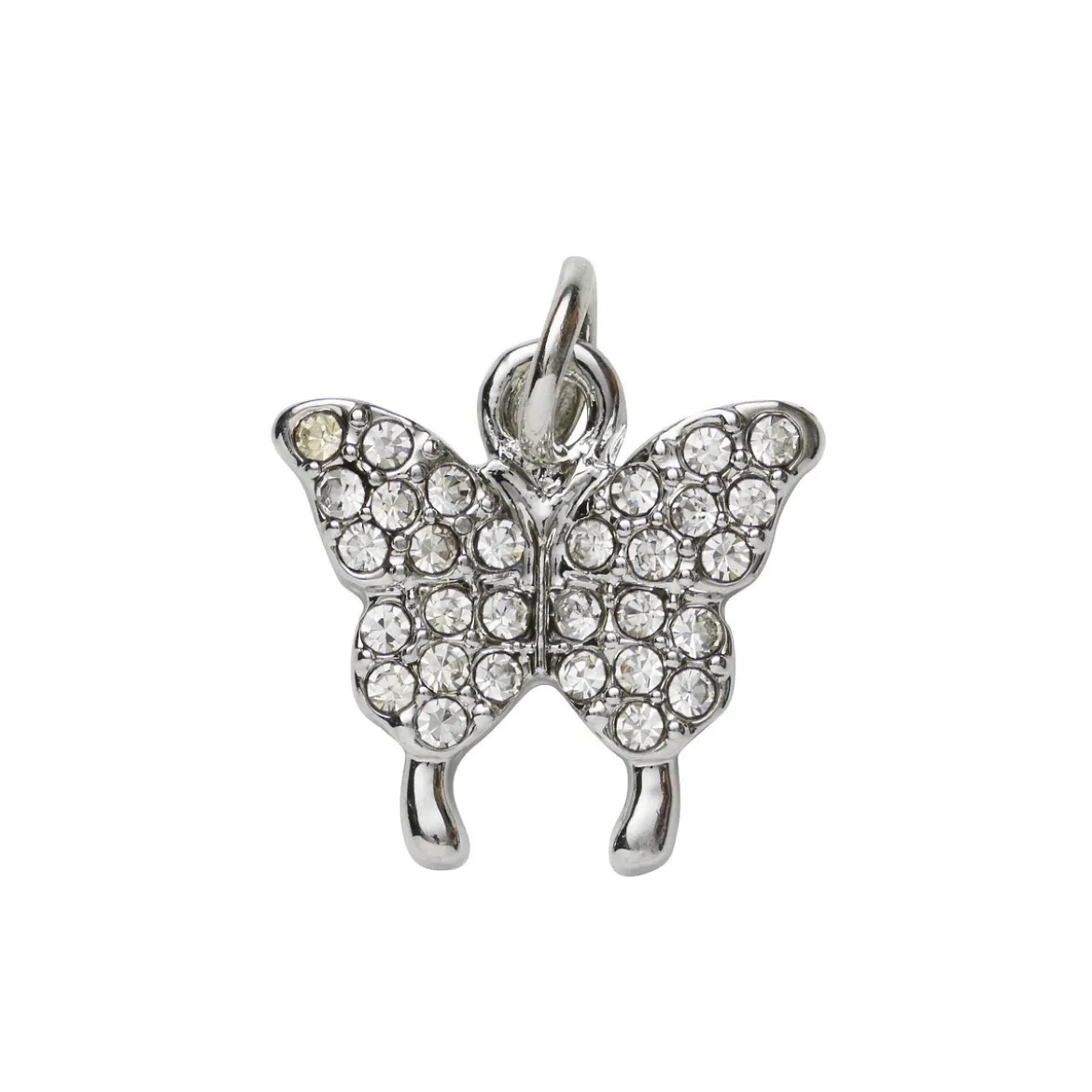 Silverfärgat hänge charm fjäril med strass 14×14 mm