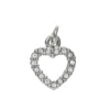 Silverfärgat hänge charm hjärta med strass 10×8 mm