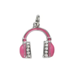 Silverfärgat hänge charm hörlurar med färg & strass 12×15 mm