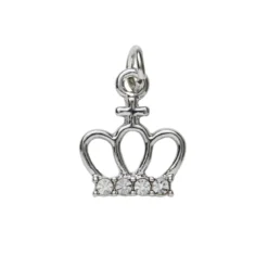 Silverfärgat hänge charm prinsesskrona med strass 12,3×15 mm
