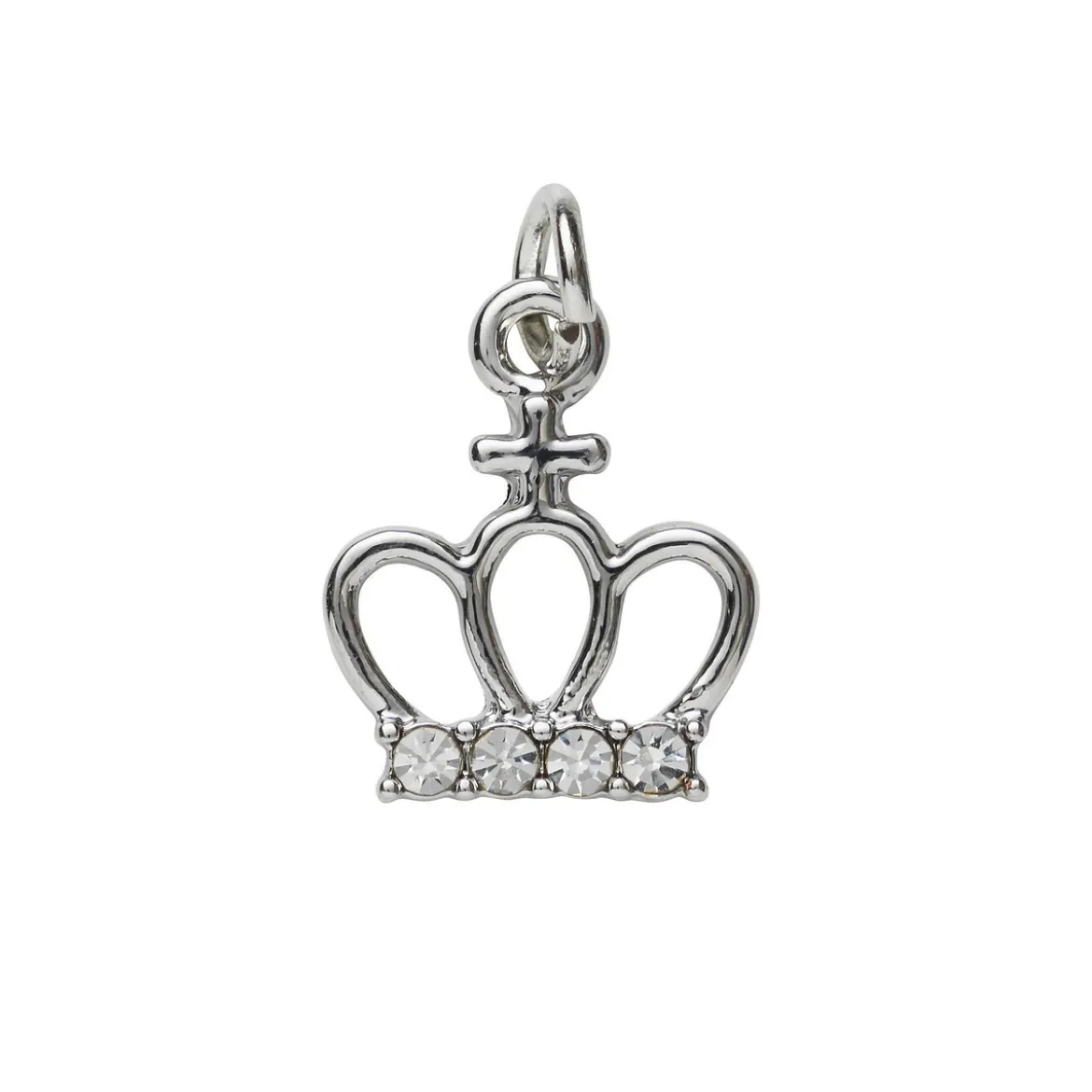 Silverfärgat hänge charm prinsesskrona med strass 12,3×15 mm
