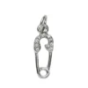 Silverfärgat hänge charm säkerhetsnål med strass 7×14 mm