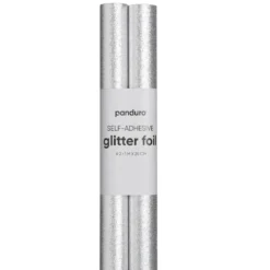 Självhäftande glitterpapper silver, 2 rullar à 25×100 cm