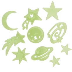 Självlysande glow in the dark figurer, 25 st. Rymd-tema + 24 limkuddar