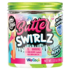 Slime Butter Swirls Jar Apple Green, grönt och vitt slajm. 100 gram