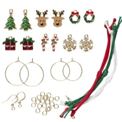 Smyckekit till jul & vinter! – 3 par örhängen, 3 armband & 12 charms med julstämning!