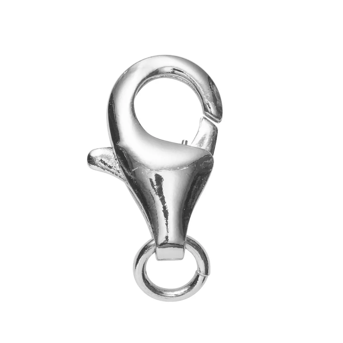Smyckeslås karbin med ringögla, längd 11 mm – mässing pläterad med 925 sterling silver, 1 st.