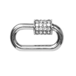 Smyckeslås med skruvlås gnistrande strassstenar silverfärgad 17x9 mm