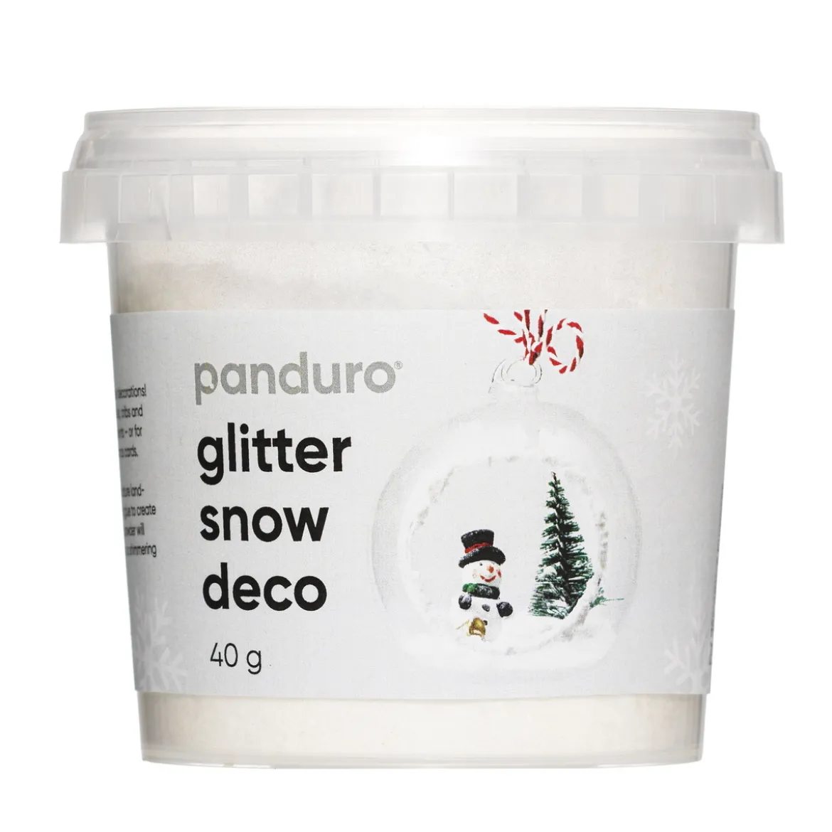 Snöpulver med glitter, få julpyntet att snöigt och glittrande. 40 gram
