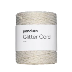 Snöre med glitter, 70 m creme med guldglitter. Ø3 mm