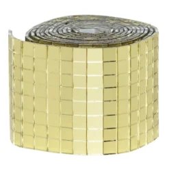 Spegelmosaik av guldigt glas på rulle, självhäftande, 800 st. 5×5 mm rutor