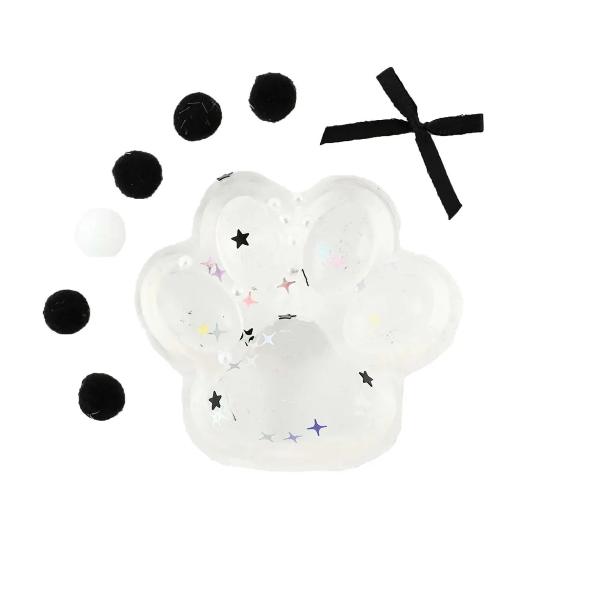 Squeezy squeeze katt-tass! Klämvänlig transparent klämleksak 7,5×6 cm