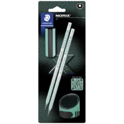 Staedtler Norix, pennset med 2 HB blyertspennor, pennvässare & suddgummi