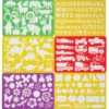 Stenciler schabloner av plast, 21×15 cm, 6 olika fina teman för barn