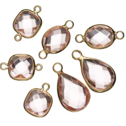 7 st. hängen med facetterat glas – rosa