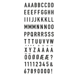 Stickers alfabet, bokstavsklistermärken, 356 st. A-Ö svart, 11 mm höga, maxbredd 10 mm