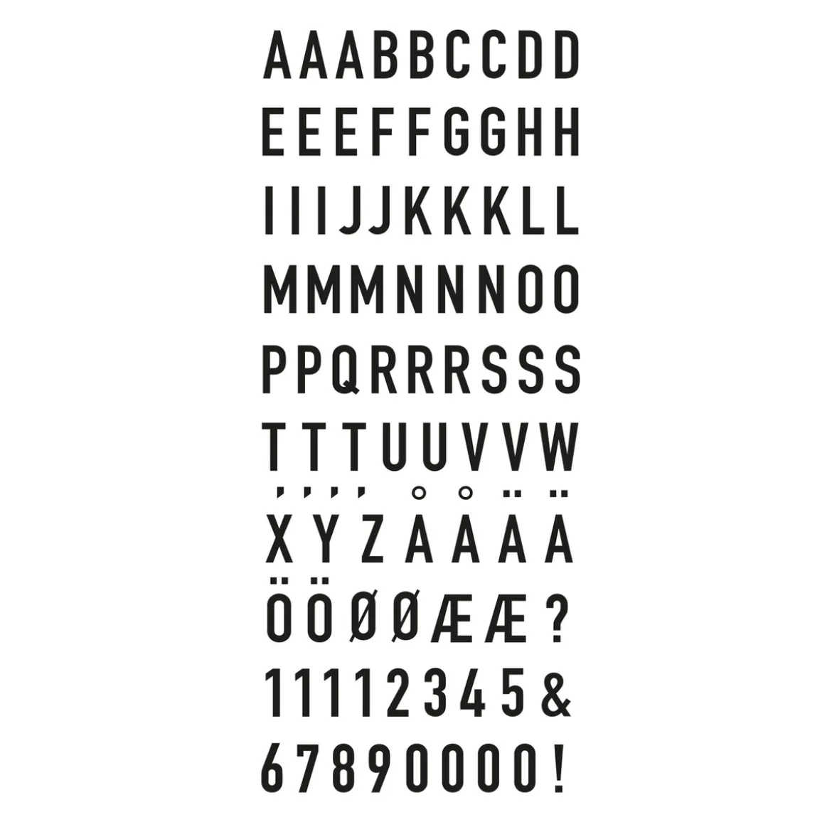 Stickers alfabet, bokstavsklistermärken, 356 st. A-Ö svart, 11 mm höga, maxbredd 10 mm