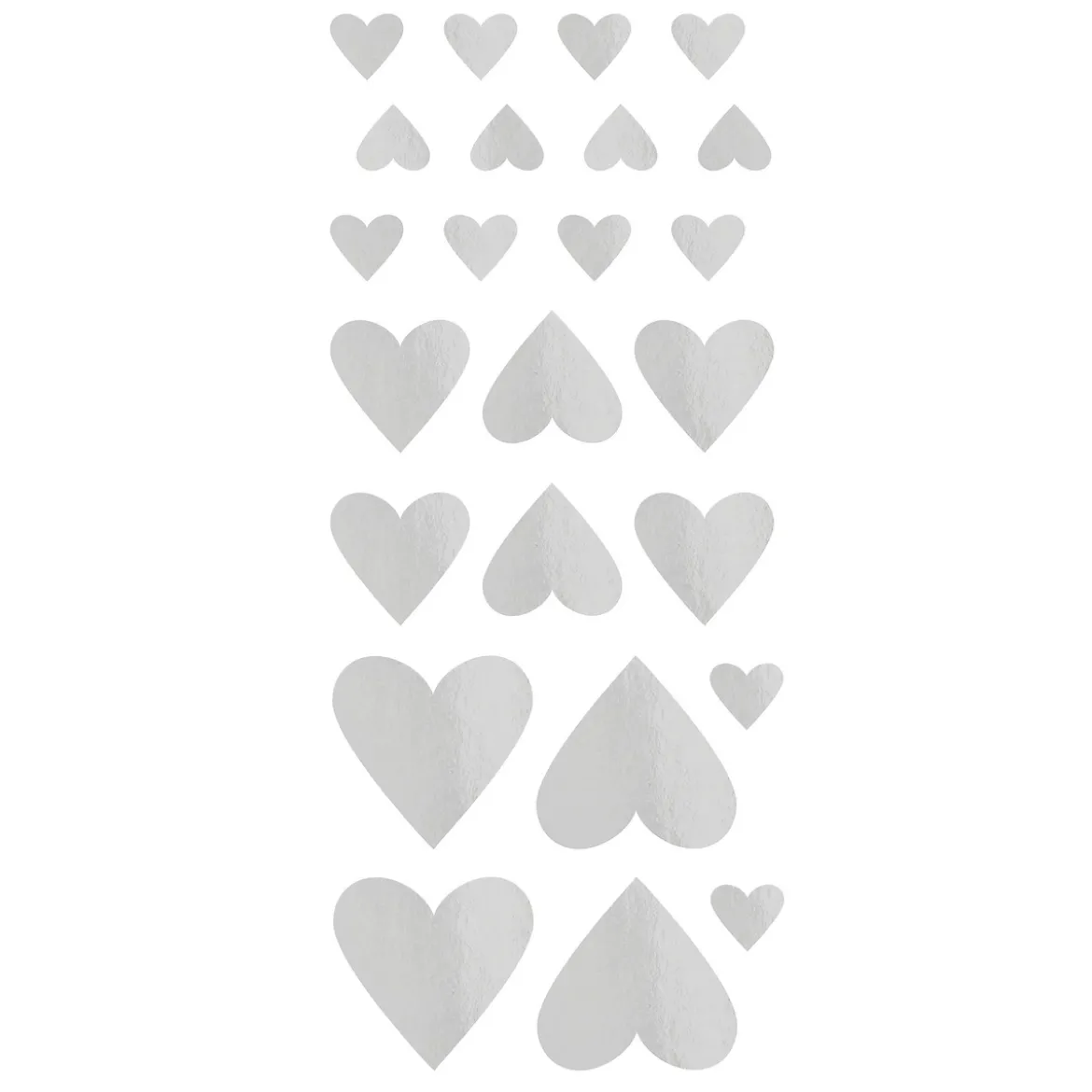 Stickers 4 ark hjärtan silver