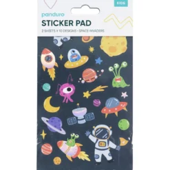 Stickersblock Alien – 2×10 designer, totalt 20 ark med klistermärken från rymden! 10×18 cm